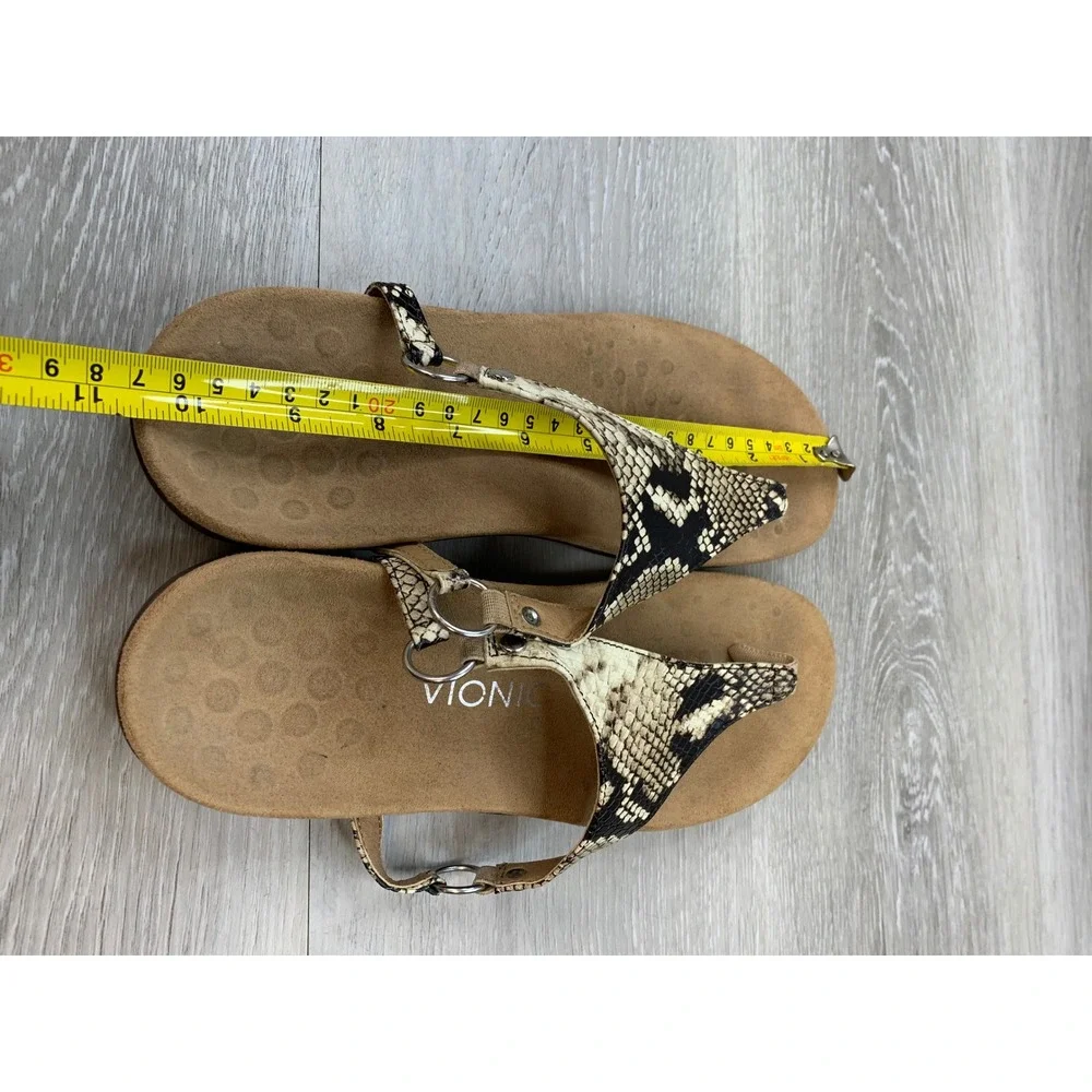 Vionic Kirra Women's Snake Print Leather Sandals Brown 9 Comfort Casual Shoes